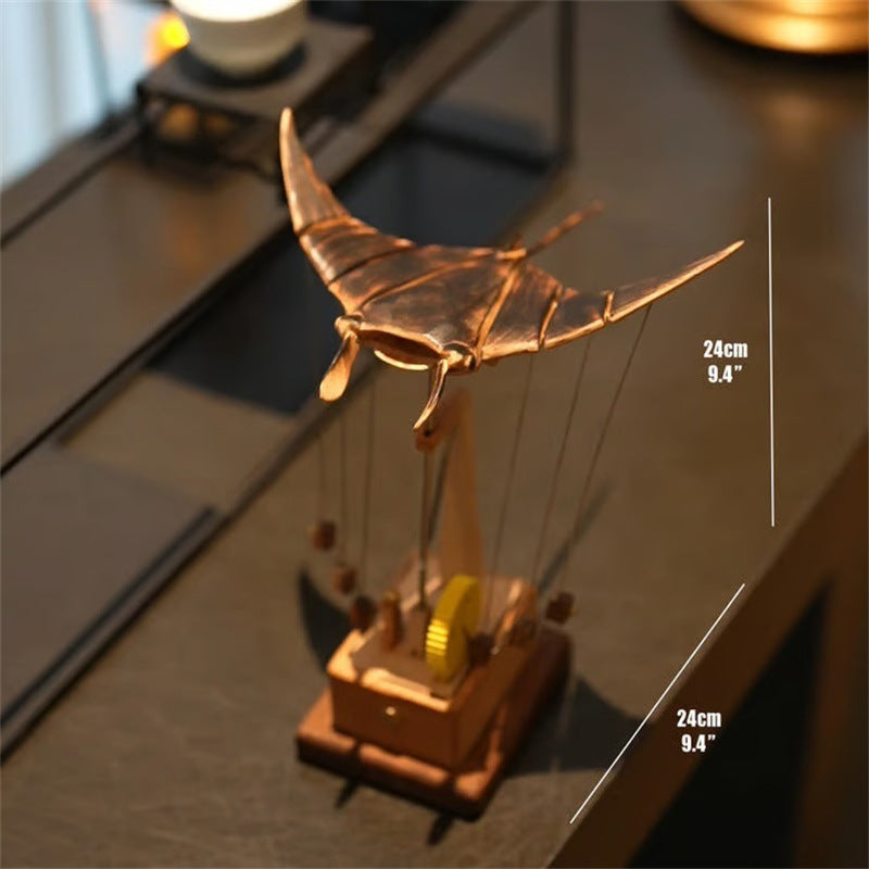 Electric Bionic Manta Ray Ornaments Animal Figurines Handmade Manta Ray Swimming Motion Figures Realistic Sculptures For Porch Indoor Shelf Office Holiday Birthday