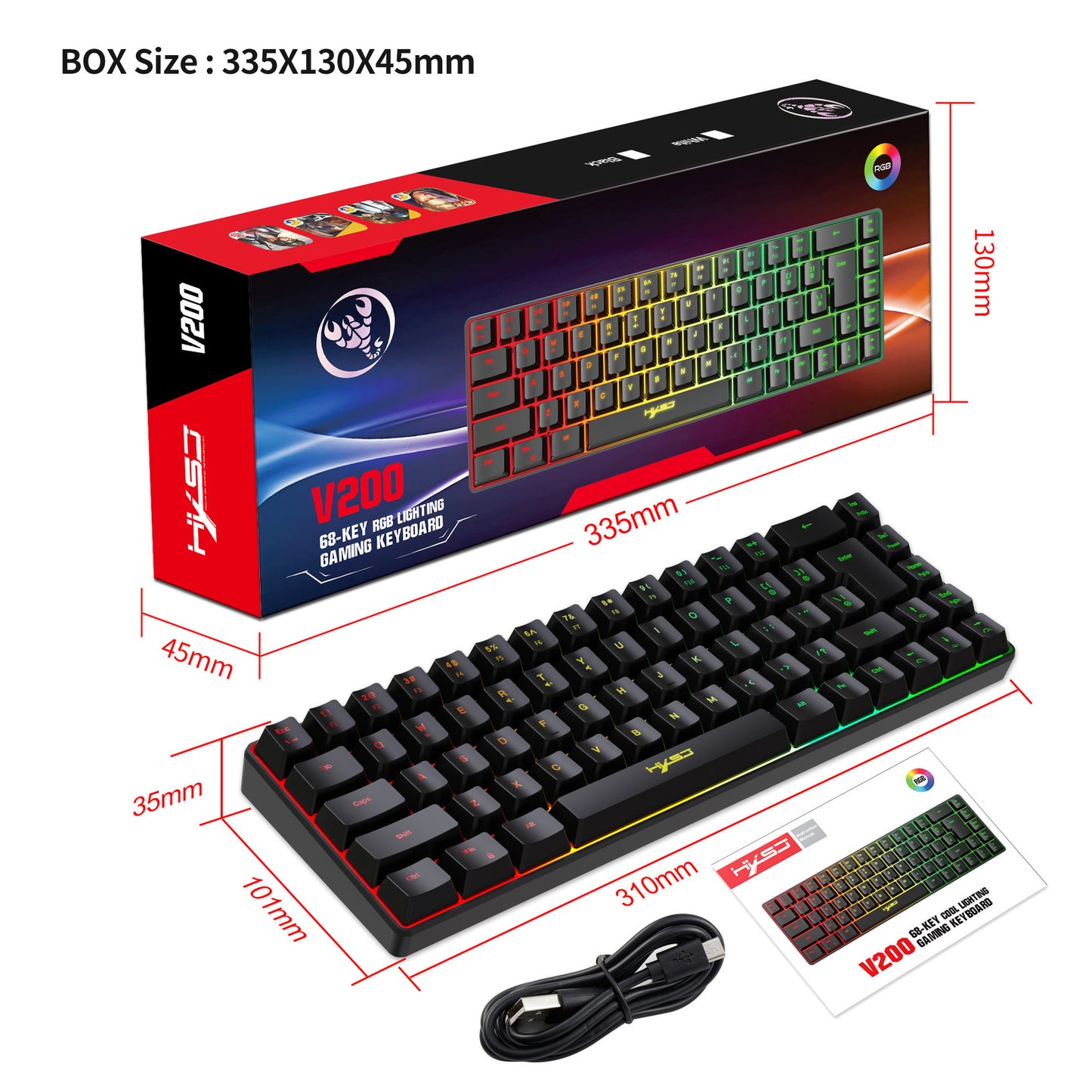 Game Membrane Keyboard 68 Keys Multifunction