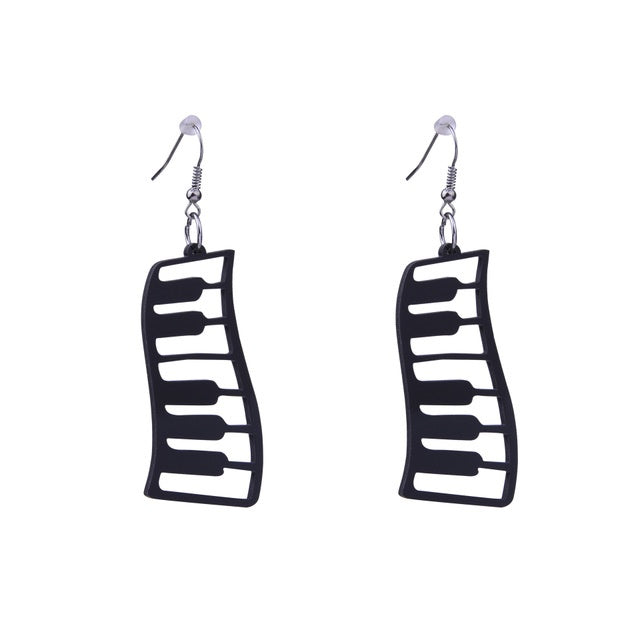 Black piano keyboard earrings