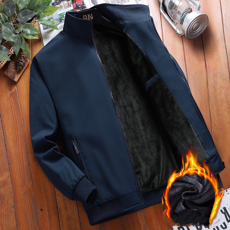 Men's Jacket Stand Collar Jacket Loose Casual Fleece