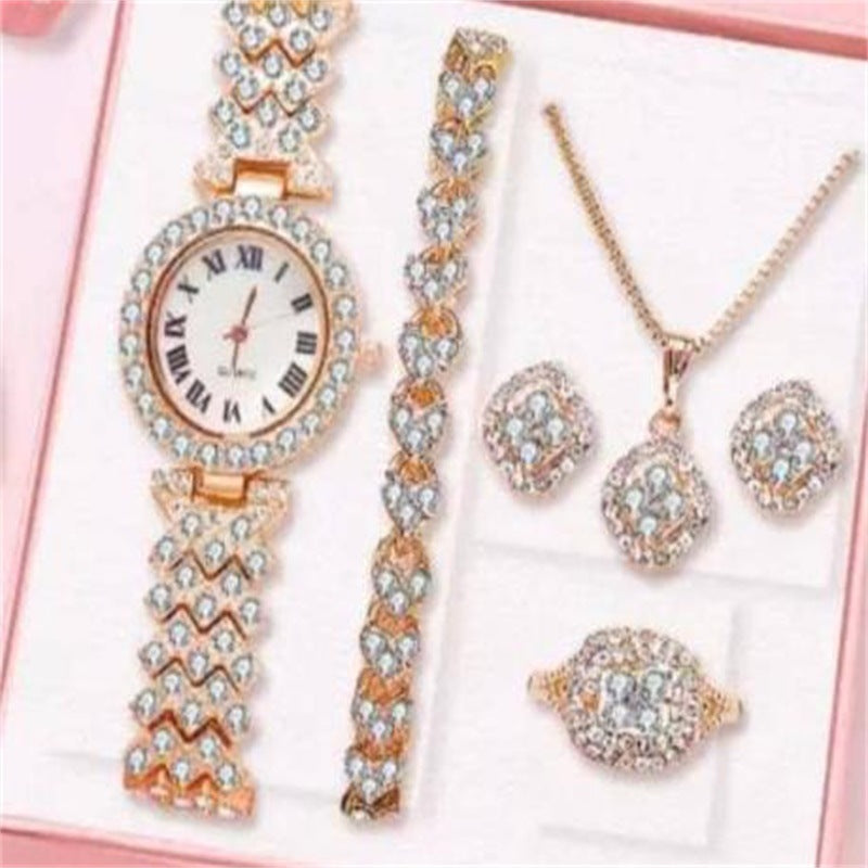 Diamond Luxury Bracelet Watch Set Ladies
