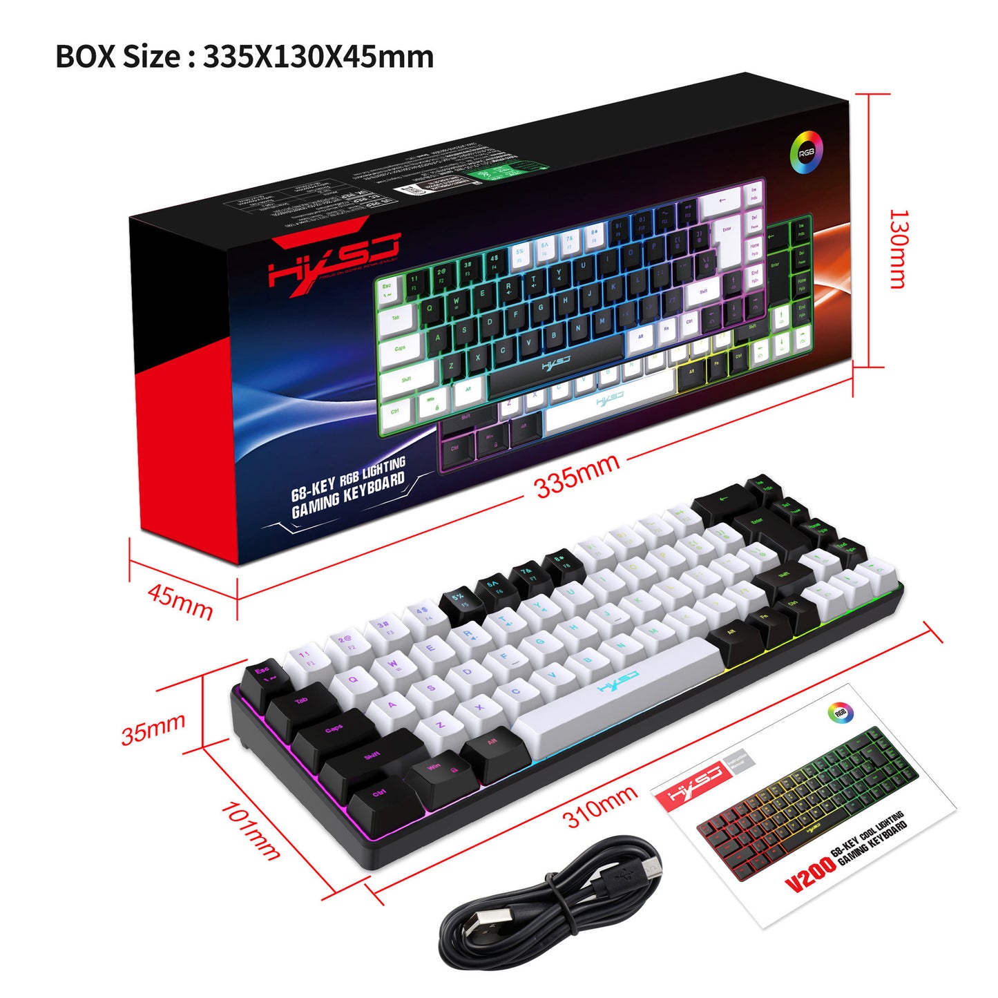 Game Membrane Keyboard 68 Keys Multifunction