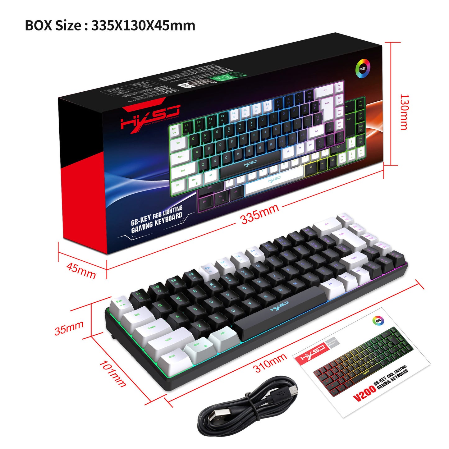 Game Membrane Keyboard 68 Keys Multifunction