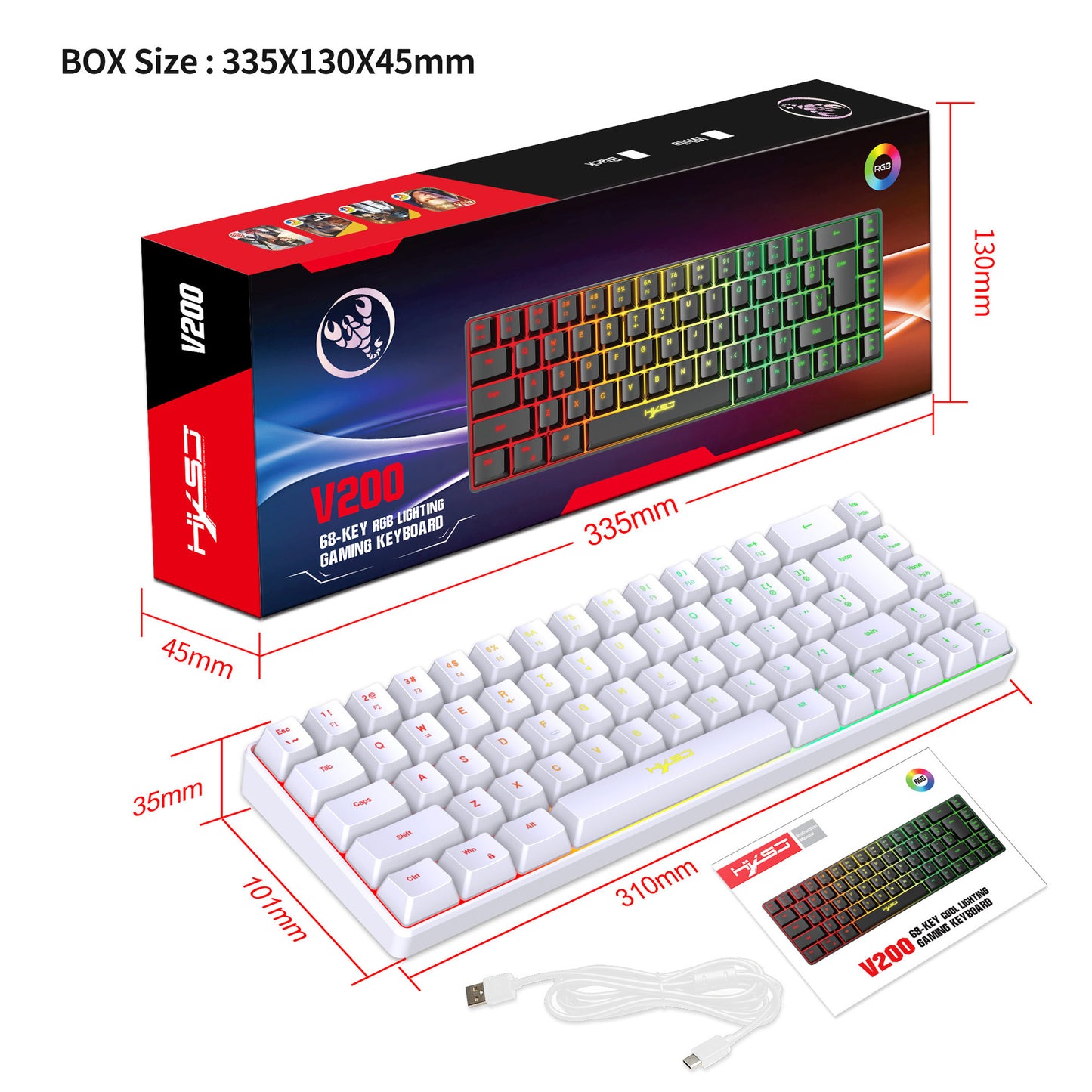 Game Membrane Keyboard 68 Keys Multifunction