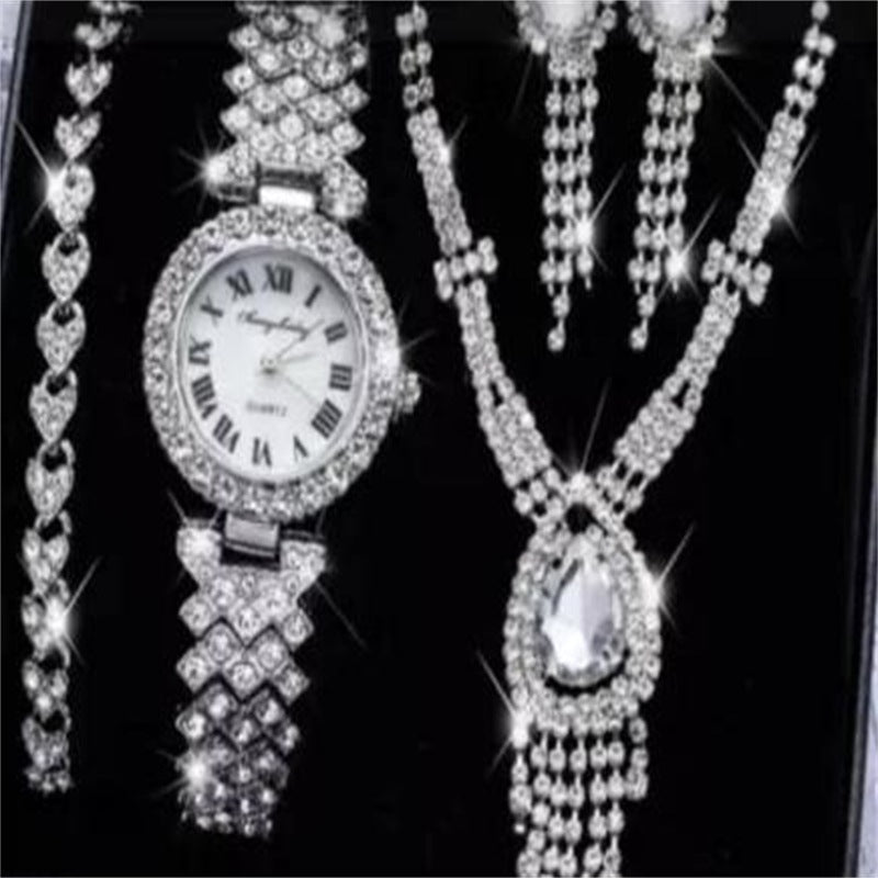 Diamond Luxury Bracelet Watch Set Ladies