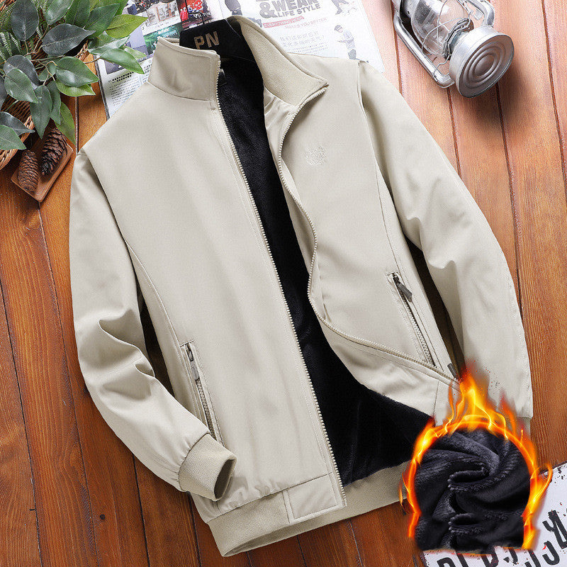Men's Jacket Stand Collar Jacket Loose Casual Fleece